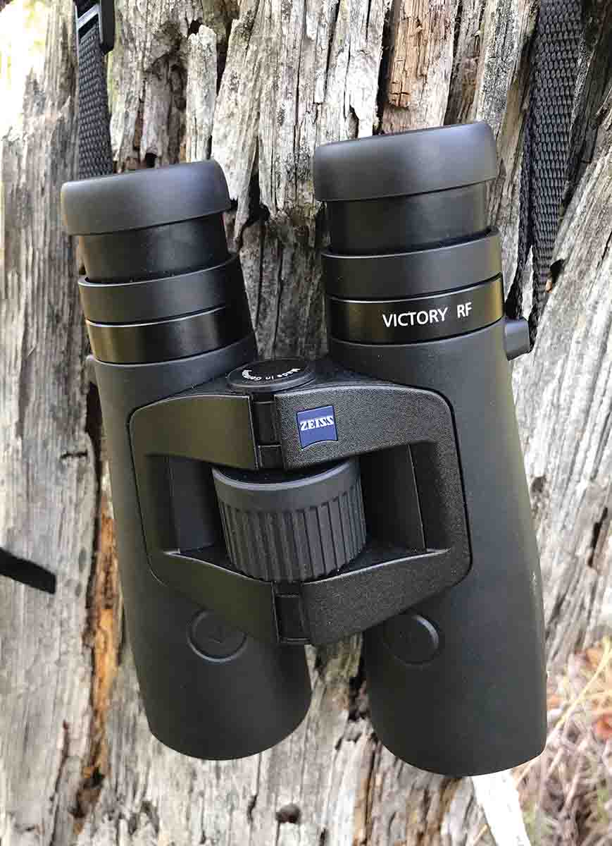 The Zeiss Victory RF 10x42mm rangefinding binocular features excellent optics and a ballistic program that can be customized for about any cartridge.